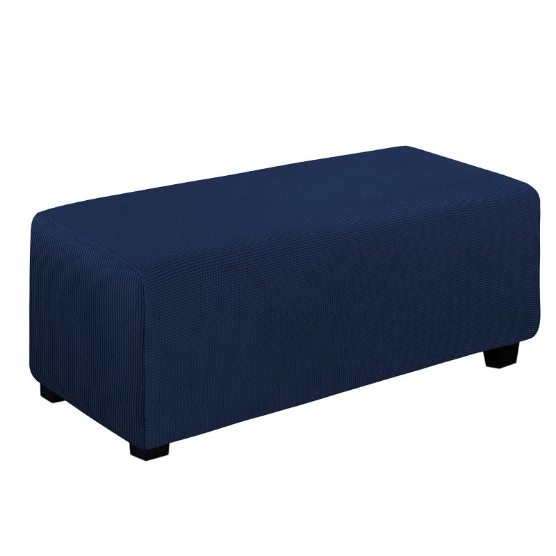 غطاء أوتومان قابل للتمدد سهل الاستخدام مع تخزين قابل للطي واقي للأثاث غطاء مستطيل ناعم مع قاعدة مرنة أوتومان كبير جداً أزرق