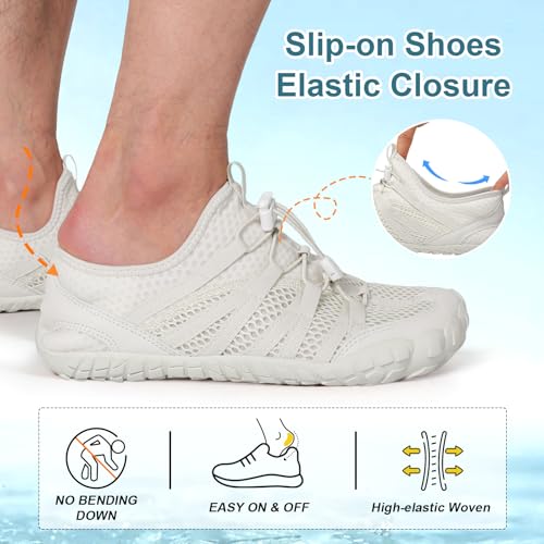 LeIsfIt Women's Men's Water Shoes Quick-Dry Aqua Socks Barefoot Beach Swim Shoes for River Pool Lake Hiking Surfing, White, 7.5 Women/6 Men - Image 5