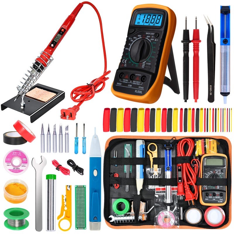 KYZHXVO Electronics Soldering Iron Kit, 80W LCD Digital Soldering Gun with Adjustable Temperature Controlled and Fast Heating Ceramic Thermostatic Design, 24pcs Solder Kit Welding Tool - Image 1
