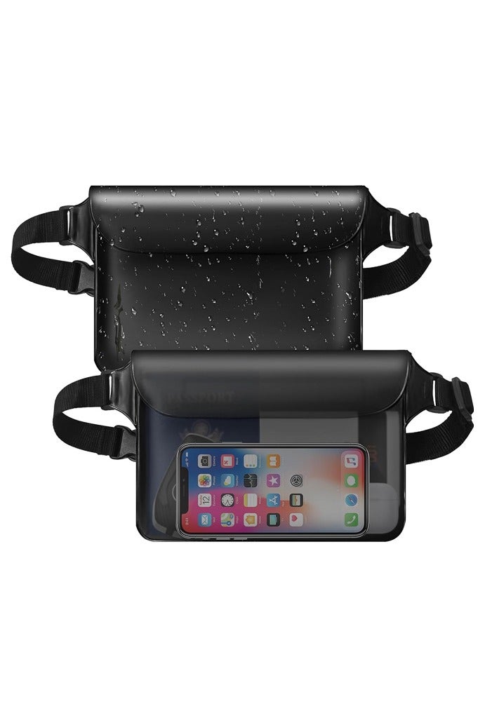 عبوة من قطعتين من حقيبة الخصر المقاومة للماء لحمل الهاتف وجواز السفر مع حزام خصر قابل للتعديل، ملحقات قوارب الكاياك للسفر على الشاطئ والرحلات البحرية ومستلزمات السفر - Image 1