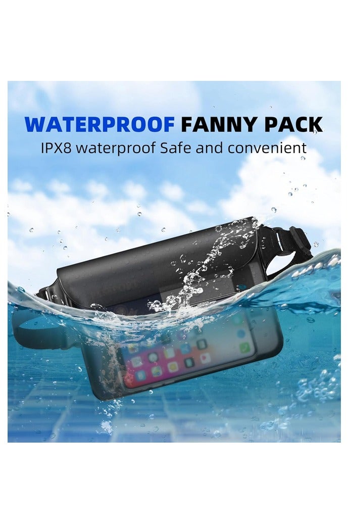 عبوة من قطعتين من حقيبة الخصر المقاومة للماء لحمل الهاتف وجواز السفر مع حزام خصر قابل للتعديل، ملحقات قوارب الكاياك للسفر على الشاطئ والرحلات البحرية ومستلزمات السفر - Image 3