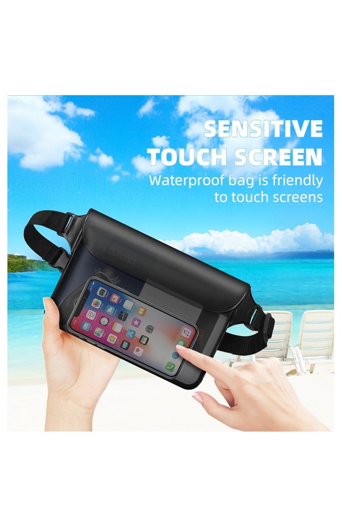 عبوة من قطعتين من حقيبة الخصر المقاومة للماء لحمل الهاتف وجواز السفر مع حزام خصر قابل للتعديل، ملحقات قوارب الكاياك للسفر على الشاطئ والرحلات البحرية ومستلزمات السفر - Image 4