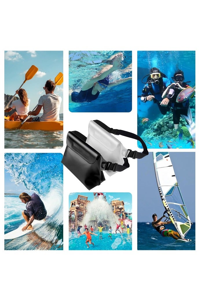 عبوة من قطعتين من حقيبة الخصر المقاومة للماء لحمل الهاتف وجواز السفر مع حزام خصر قابل للتعديل، ملحقات قوارب الكاياك للسفر على الشاطئ والرحلات البحرية ومستلزمات السفر - Image 5