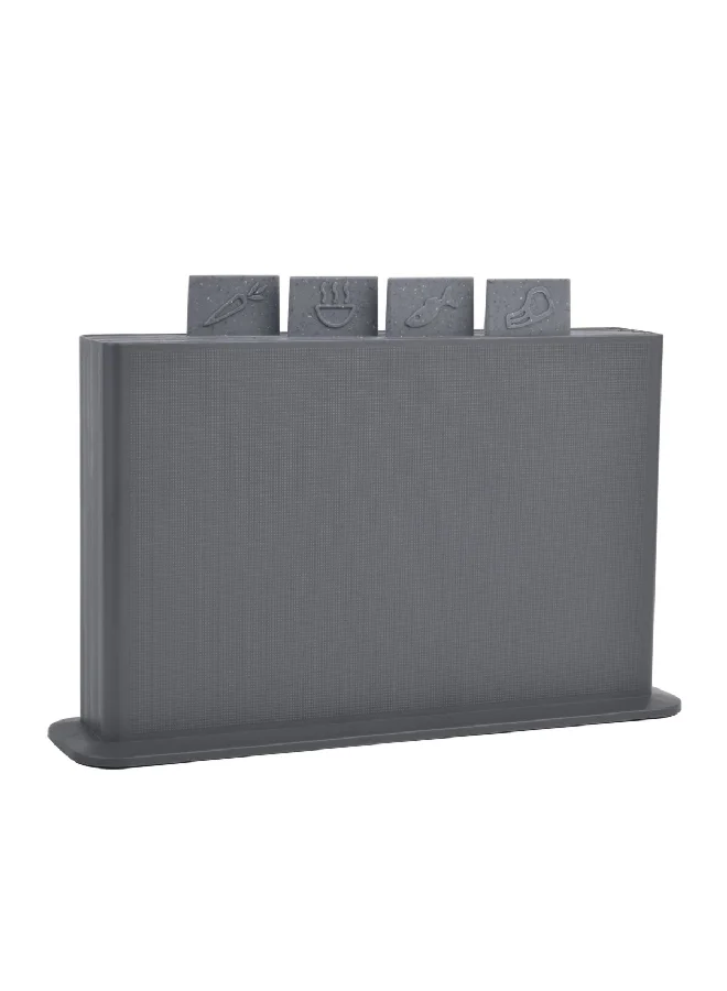 PARFAIT 4-Piece Rectangular Kitchen Cutting Board with Stand Grey 24 x 9 x 34 cm HS-1221OC-G