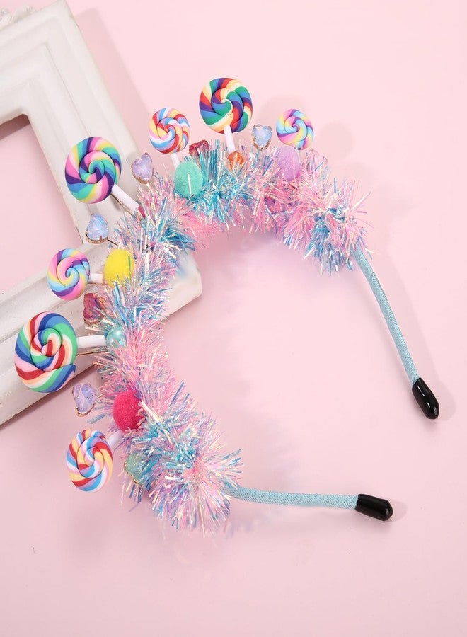 CEALXHENY Candy Headband Accessories for Women Pom Pom Lollipop Headbands Halloween Christmas Headband Outfits for Women Candy Costume Birthday Party Favors (Pattern A) - Image 5