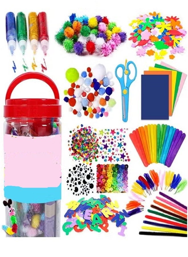 1000-Piece Mega Arts and Craft Colourful Supplies Jar Kit For Kids, 4+ Years - Image 1
