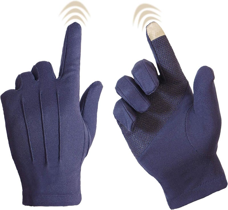 Bienvenu Driving Gloves for Men, Non Slip Touchscreen, Summer Sun Protection Gloves, Navy, One Size - Image 1