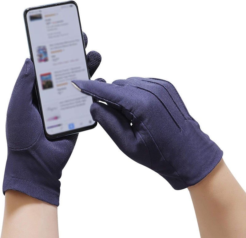 Bienvenu Driving Gloves for Men, Non Slip Touchscreen, Summer Sun Protection Gloves, Navy, One Size - Image 3