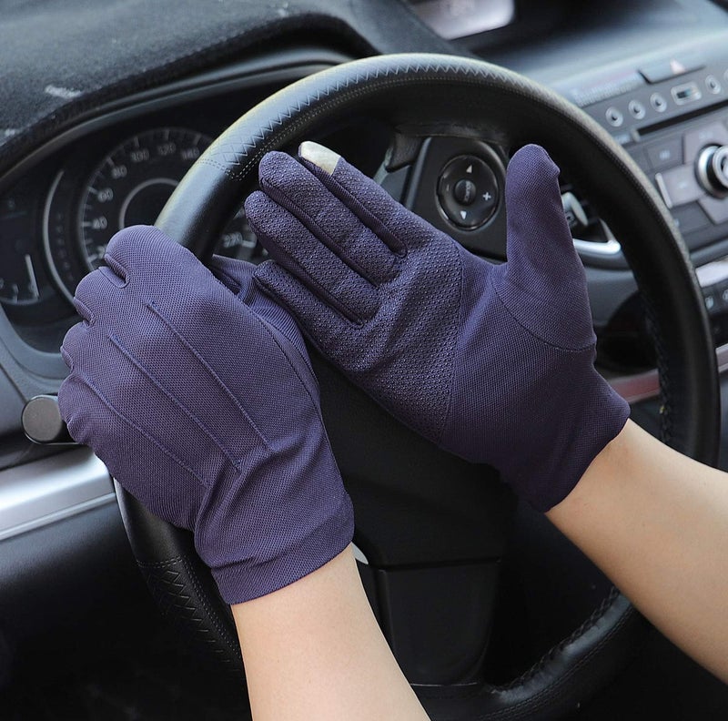 Bienvenu Driving Gloves for Men, Non Slip Touchscreen, Summer Sun Protection Gloves, Navy, One Size - Image 4