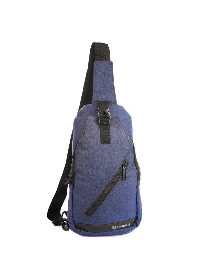 FAMEUS Unisex Sling Crossbody Chest & Shoulder Bag for Men, Women, Boys & Girls with Adjustable Strap for Comfortable Commuting Travel Outdoor Activities (Denim Blue) - Image 1