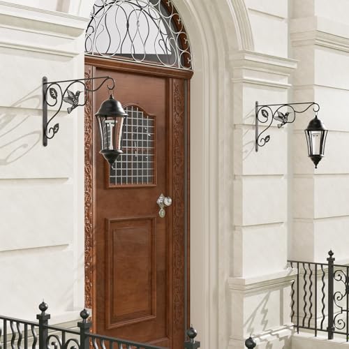 BBTFAA 2 Pack Heavy Duty Plant Hooks for Hanging - 12 Inch Metal Wall Hangers Indoor/Outdoor, Sturdy Plant Bracket for Bird Feeders, Planters, Lanterns, Wind Chimes - Patio, Garden, Home Decor (Black) - Image 4