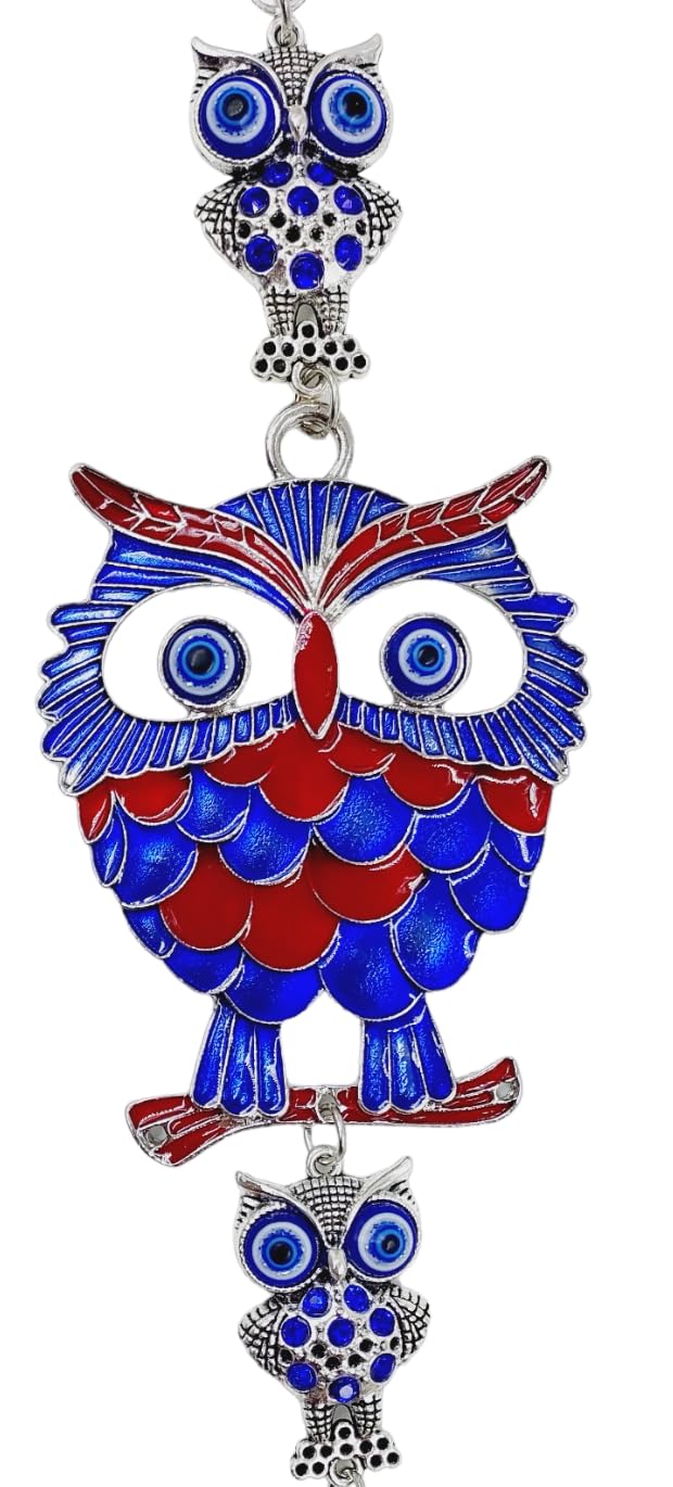 ARTISKRITI Evil Eye Hanging Home Wall Hanging Decorative Items Nazar Battu for Home Protection, Good Luck Charm and Prosperity (Meenakari Lucky Owl) - Image 3