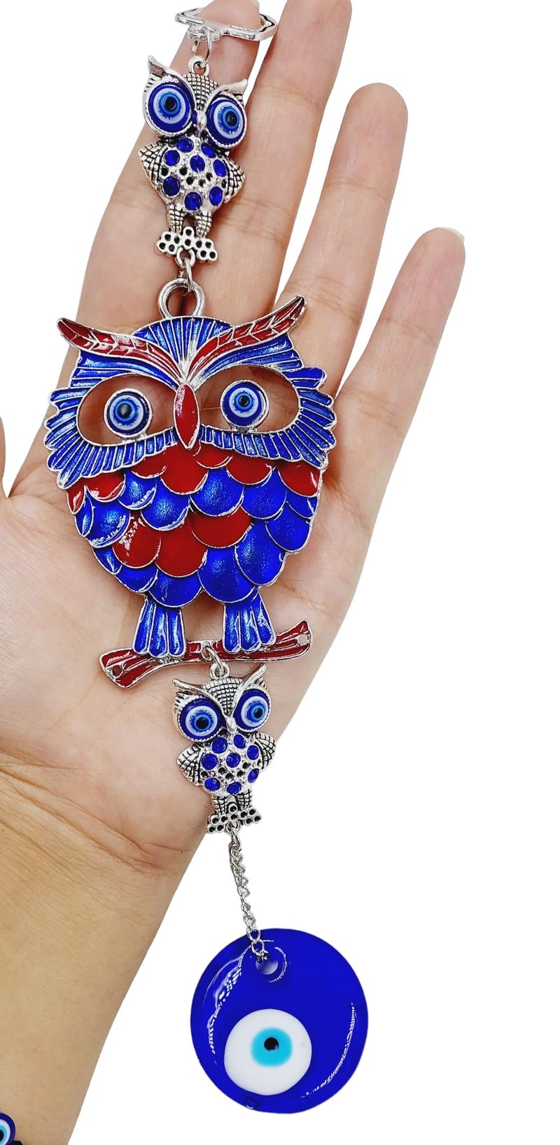 ARTISKRITI Evil Eye Hanging Home Wall Hanging Decorative Items Nazar Battu for Home Protection, Good Luck Charm and Prosperity (Meenakari Lucky Owl) - Image 2