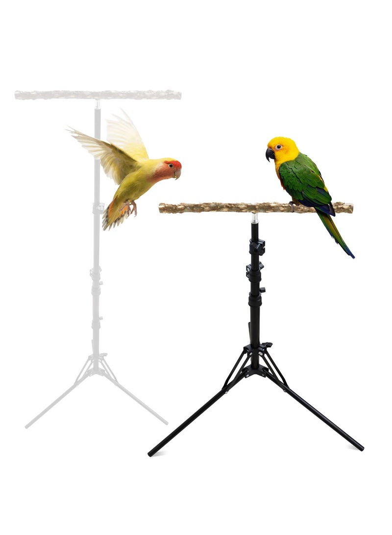 XiuWoo Height Adjustable Bird Perch Stand,Bird mast 16-63 Inch Natural Pepper Wood Parrot Perch Toy, Bird Training Perch Stand, Indoor and Outdoor Bird Stands for Small to Medium Bird - Image 1