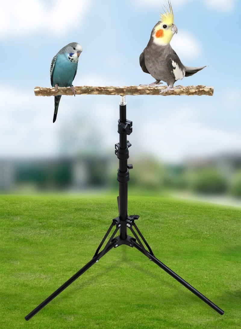 XiuWoo Height Adjustable Bird Perch Stand,Bird mast 16-63 Inch Natural Pepper Wood Parrot Perch Toy, Bird Training Perch Stand, Indoor and Outdoor Bird Stands for Small to Medium Bird - Image 2