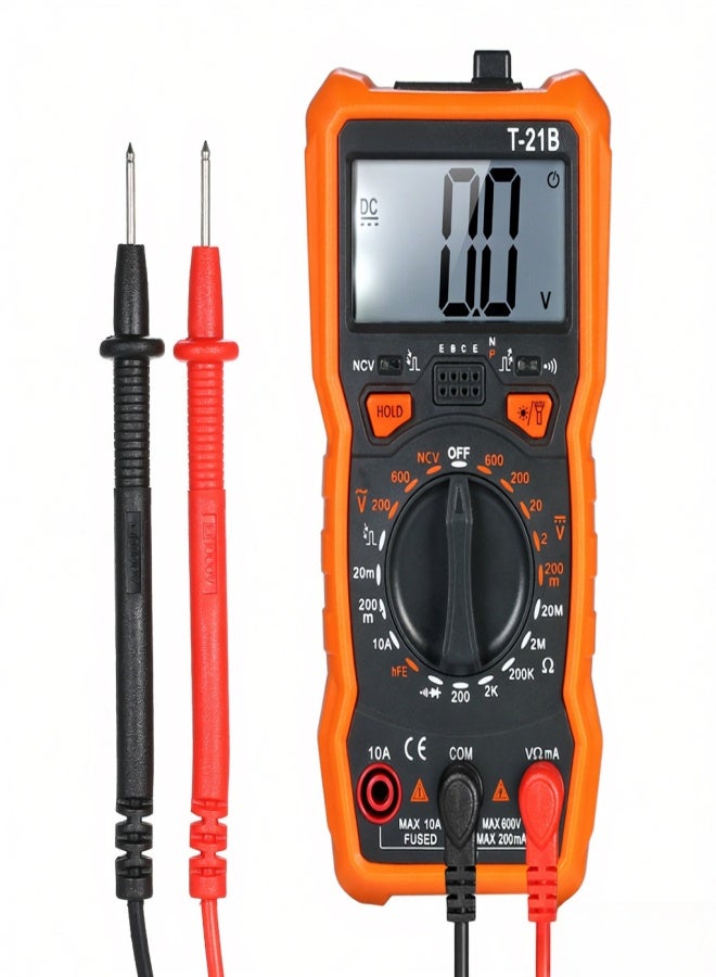 NJTY Mini Digital Multimeter 1999 Counts Multi-functional Non Contact Multi Meter Voltmeter Ammeter Ohmmeter Measuring AC/DC Voltage DC Current Resistance Diode Continuity Test hFE NCV Tester with Backlight LCD Magnetic Adsorption and Flashlight - Image 1