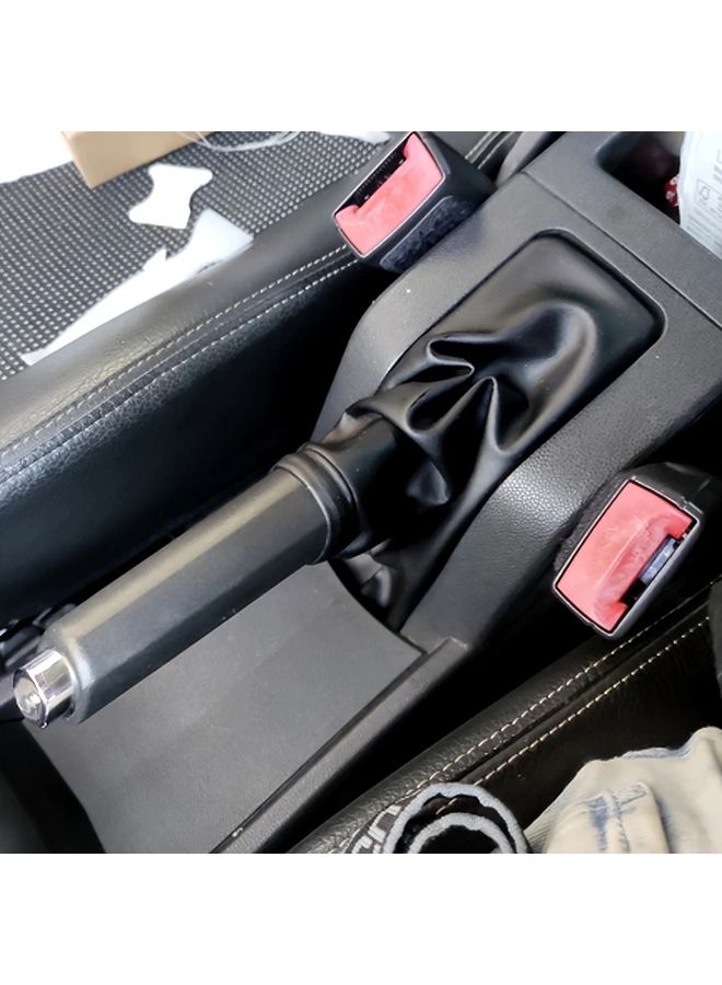 Handbrake Cover Case Black Leather Like Material Anti Slip Grip Easy Installation - Image 2