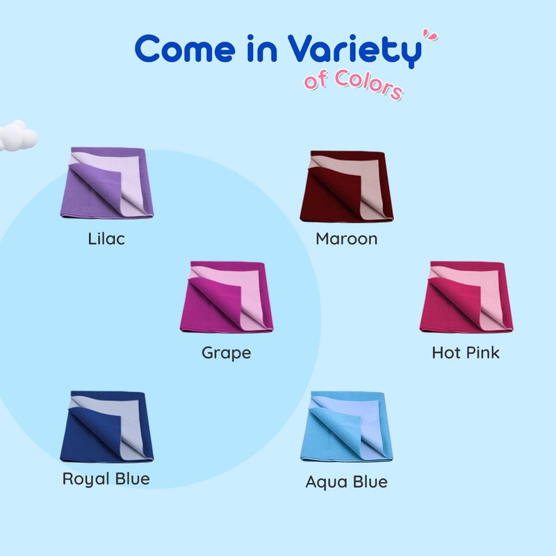 Bumtum Baby Dry Sheet Waterproof Quick Soft Fleece Baby Bed Protector | Anti-Bacterial & Odour Free | Extra Absorbant, Reuseable & Washable (Lilac + Royal Blue Combo, Medium Size, Pack of 2) - Image 5