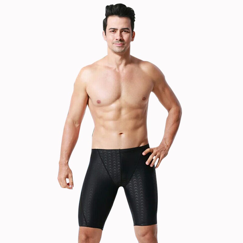 Men Swimsuit Quick Dry Skin Friendly Thin Breathable Men Swimming Trunks for Swimming Diving Riding Black Length 45cm/17.7in - Image 4