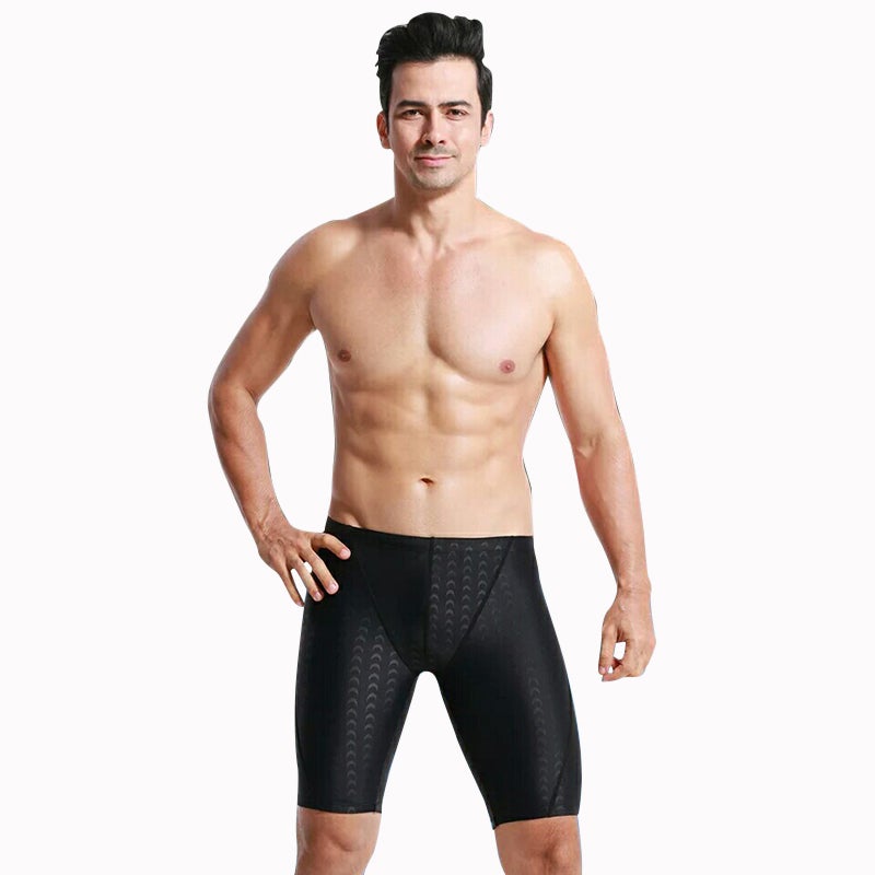 Men Swimsuit Quick Dry Skin Friendly Thin Breathable Men Swimming Trunks for Swimming Diving Riding Black Length 45cm/17.7in - Image 2