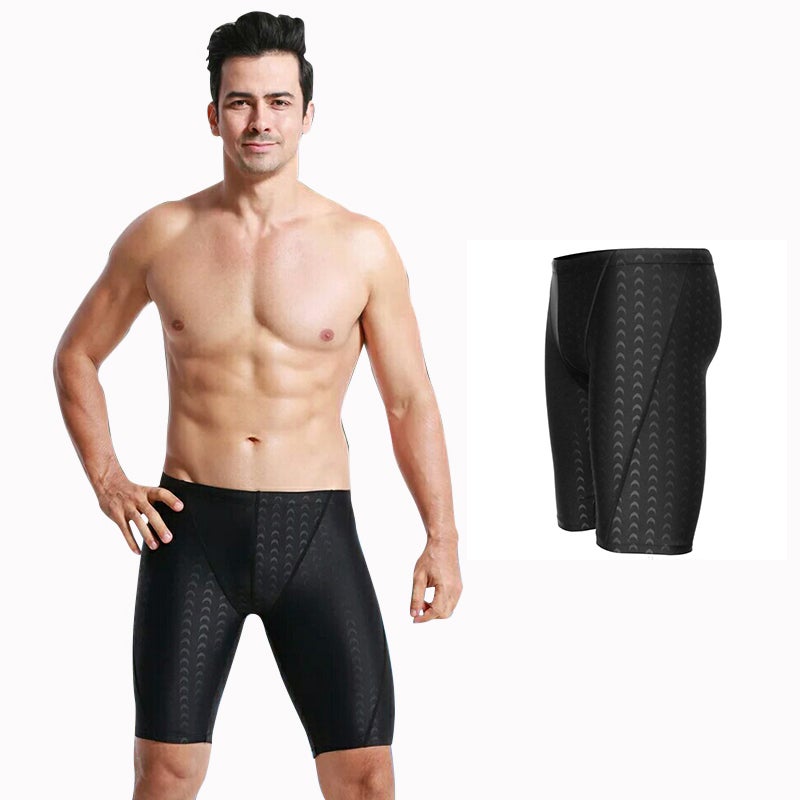 Men Swimsuit Quick Dry Skin Friendly Thin Breathable Men Swimming Trunks for Swimming Diving Riding Black Length 45cm/17.7in - Image 5