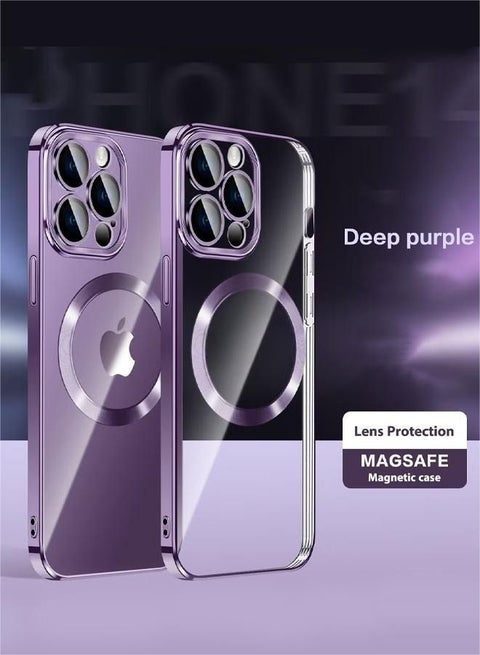 IPhone 14 Pro Max Magsafe Case 6.7 Inch Slim Thin Magnetic Case, Yellowing-Resistant, Anti-Drop Shock Absorption, Anti-Scratch and Hard Back Crystal Case Cell Phone Cover for iPhone 14 Pro Max Purple