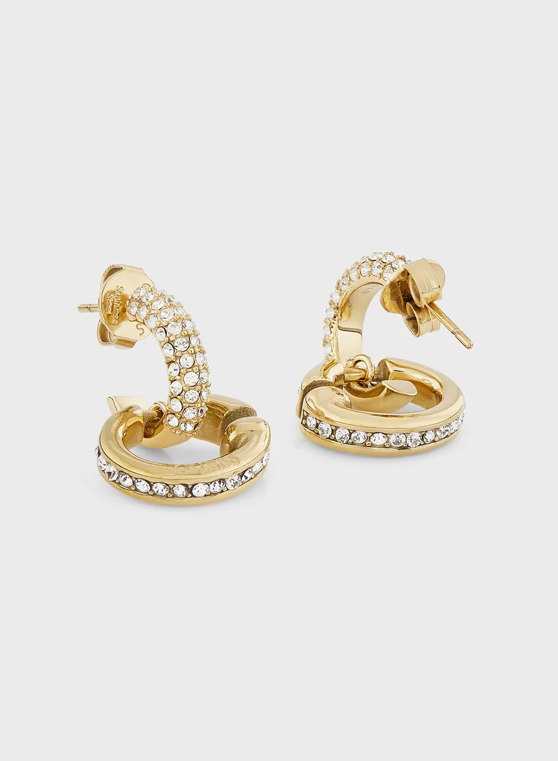 GUESS Logo Detail Hoop Earrings