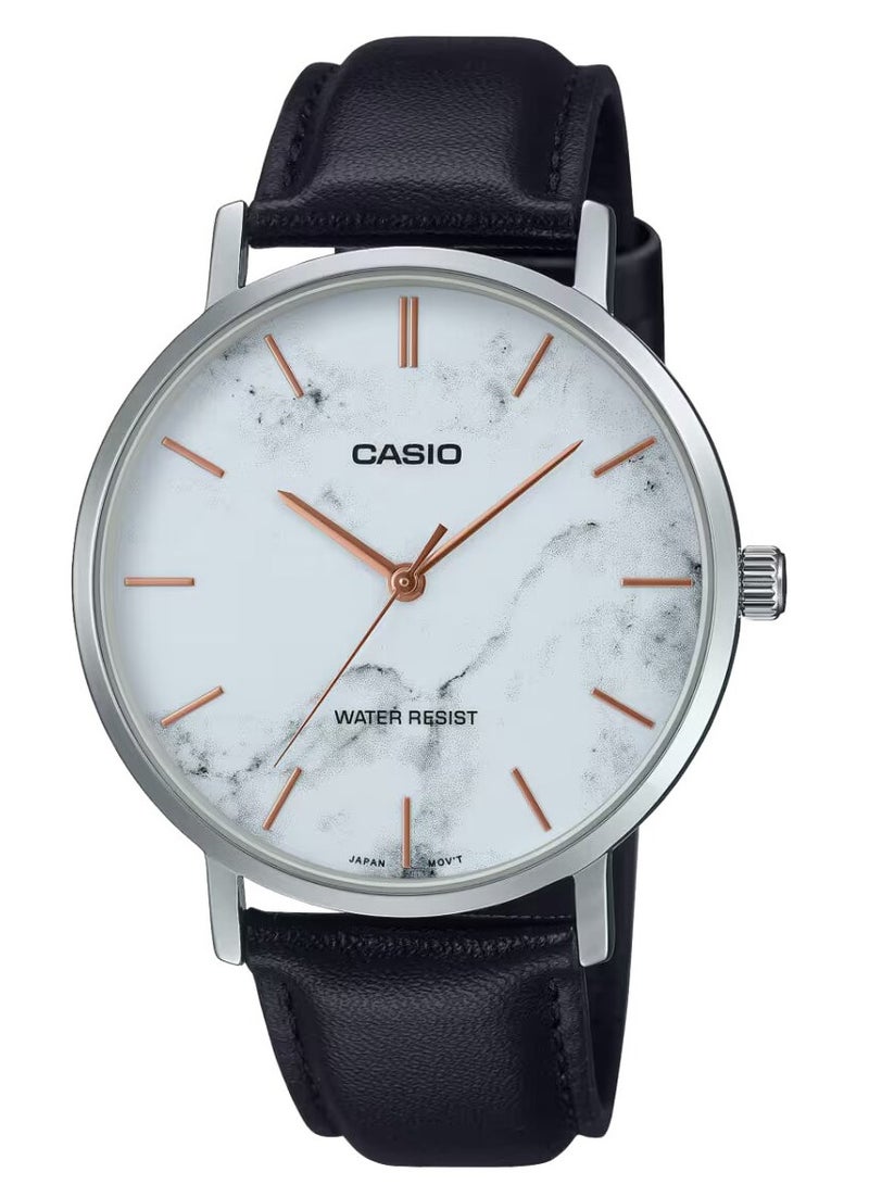 كاسيو ساعة رجالية انالوج بسوار جلدي مقاومة للماء - MTP-VT01LM-7AUDF - Image 1