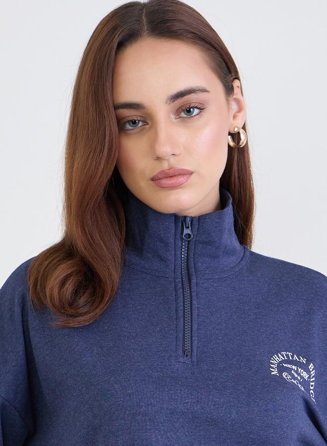 Styli Dark Blue Oversized Sweatshirt - Image 4