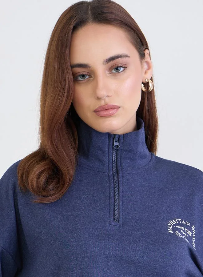 Styli Dark Blue Styli Dark Blue Oversized Sweatshirt for Women | Best Price UAE
