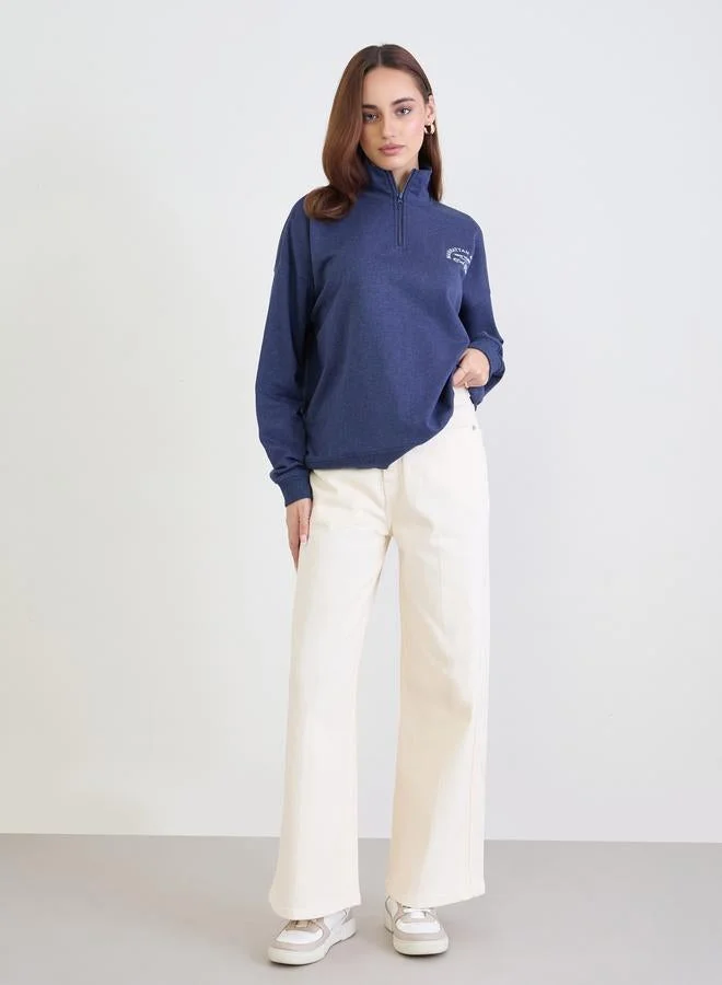 Styli Dark Blue Styli Dark Blue Oversized Sweatshirt for Women | Best Price UAE