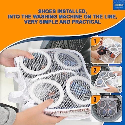 BIRZAR BIRZAR Nylon Kma638 Shoes Wash Bags Portable Laundry Washing Bags With Premium Rust Free Zipper Storage Bag Store Dirty ClothesShoes Hosiery Lingerie 28x 24X8 White  - Image 4