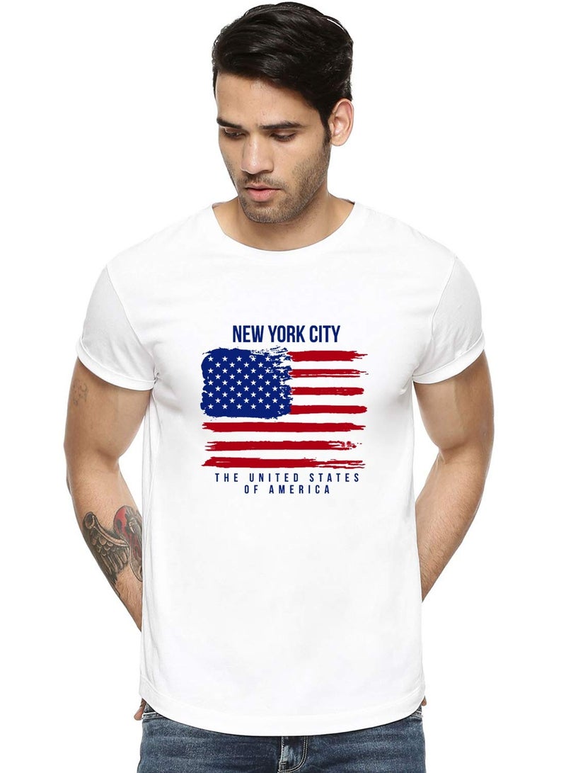 ADRO Men's USA American Flag Printed Cotton T-Shirts (RNR-M-NWW-WH_White_S) - Image 1