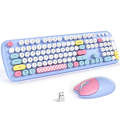 MOFii Wireless Keyboard and Mouse Combo 24G Retro Typewriter Keyboard with Number Pad and Cute Ambidextrous Wireless Mouse for Computer Laptop - Image 1