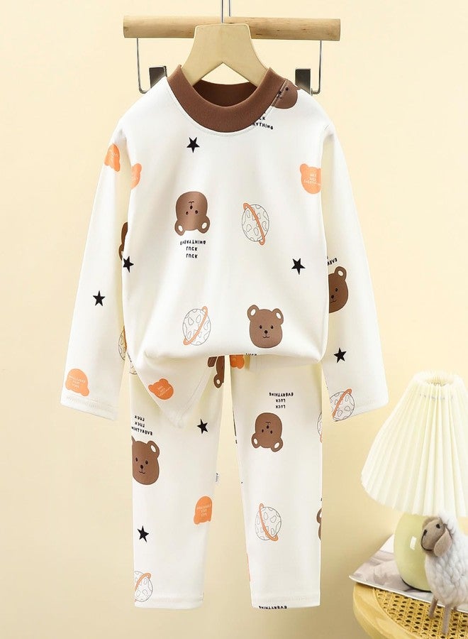 Bold N Elegant Cute Print Little Boy Girl Two Piece Set Kids Full Length Set Tshirt Pant Pajama Set for Baby (White, 5-6 Years) - Image 2