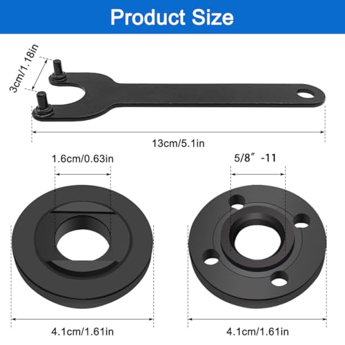 XYQMLY 3 Pcs Angle Grinder Nut Angle Grinder Wrench Kit, 5/8-11 Flange Metal Lock Nut, Angles Grinders Replacement Parts, Compatible with Makita Metabo Dewalt Ryobi Decker 193465-4, 4.5" 5" Grinder Parts - Image 2