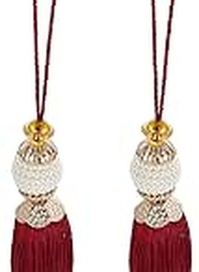 Deep Red Handmade Curtain Tassels 2pcs DIY Window Drapery Hanging Ornaments Home Decor Craft Accessories - Image 1