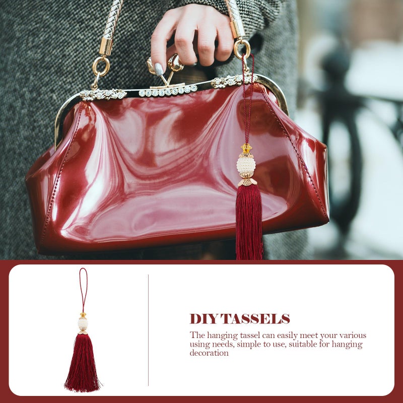 Deep Red Handmade Curtain Tassels 2pcs DIY Window Drapery Hanging Ornaments Home Decor Craft Accessories - Image 4