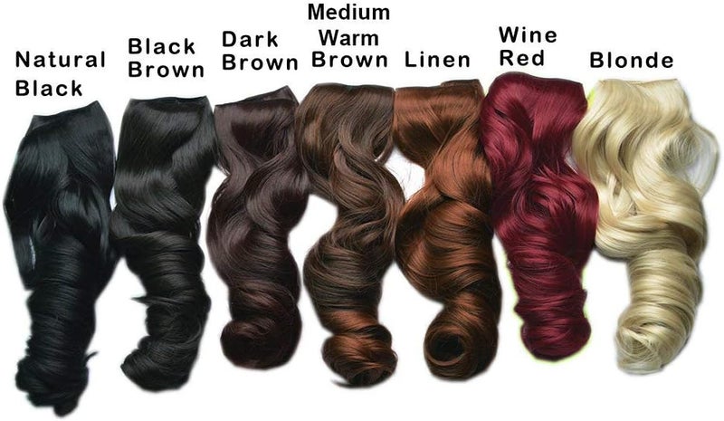 REECHO 20" 1-Pack 3/4 Full Head Curly Wave Clips in on Synthetic Hair Extensions HE008 Hairpieces for Women 5 Clips 4.5 Oz per Piece - Medium Warm Brown - Image 3
