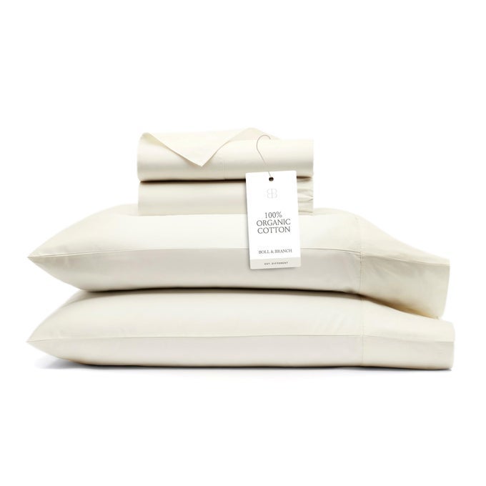 BOLL BRANCH SIGNATURE HEMMED SHEET SET QUEEN CREAM LUXURY 100 ORGANIC COTTON INCLUDES 1 FLAT 1 FITTED 2 PILLOWCASES BUTTERY SOFT