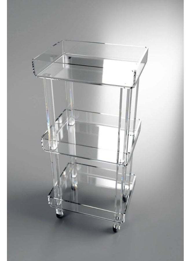 Horoof Home® Modern Clear Acrylic End Table – 3-Tier Rolling Shelf Cart - Image 1