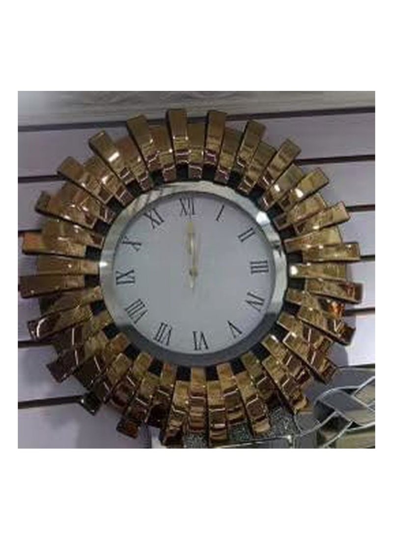 AWD - Round Glass Mirror Clock with Roman Numerals, Silent Battery Operated Quartz Clock for Living Room Bedroom Home Office School Décor, Elegant Wall Clock, Modern Design, Gift. (Bronze Gold) - Image 1