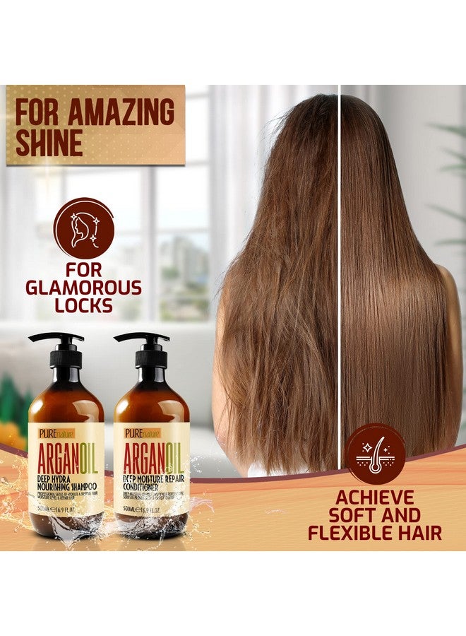 Pure Nature Lux Spa Argan Oil Shampoo And Conditioner Set Moisturizing Sulfate Free Moroccan Care With Keratin For Curly Straight Dry And Damaged Hair Hydrating Anti Frizz Salon Technology - Image 5