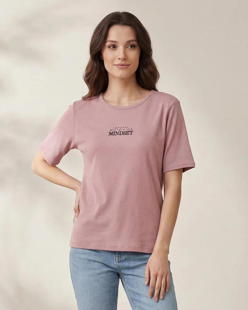 Redtag Women Pink Printed T-Shirt