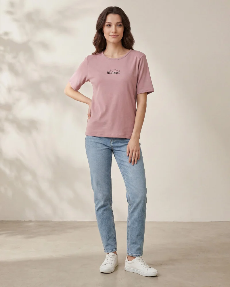 Redtag Women Pink Printed T-Shirt