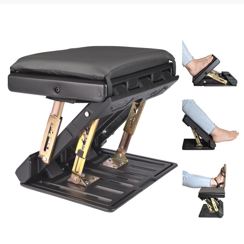 HiHydro Adjustable Foot Rest for Under Desk at Work Comfortable Footrest with 4Level Height Adjustment Ergonomic Leg Rest for Office Gaming Chair Gray Foot Stool with Removable Soft Pad