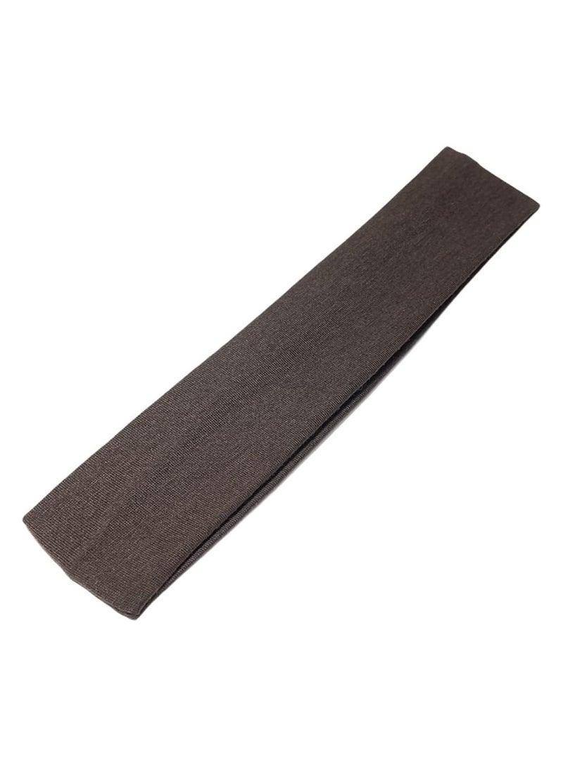 بندانة راس عريض للغاية 7 سم سادة قابل للتمدد للجنسين عصابة راس ناعمة لليوجا (رمادي غامق) - Image 2