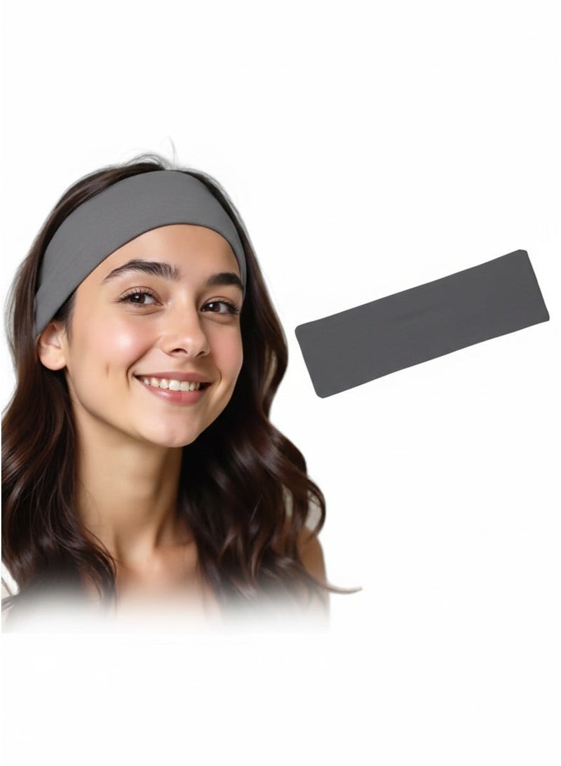 بندانة راس عريض 7 سم قابلة للتمدد للجنسين بندانة ناعمة لليوجا (رمادي غامق) - Image 1