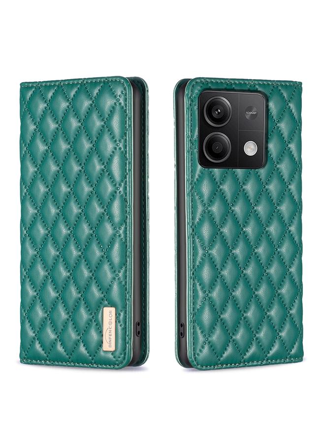 The Bros Case For Xiaomi Redmi Note 13 Diamond Lattice Magnetic Leather Flip Phone Case