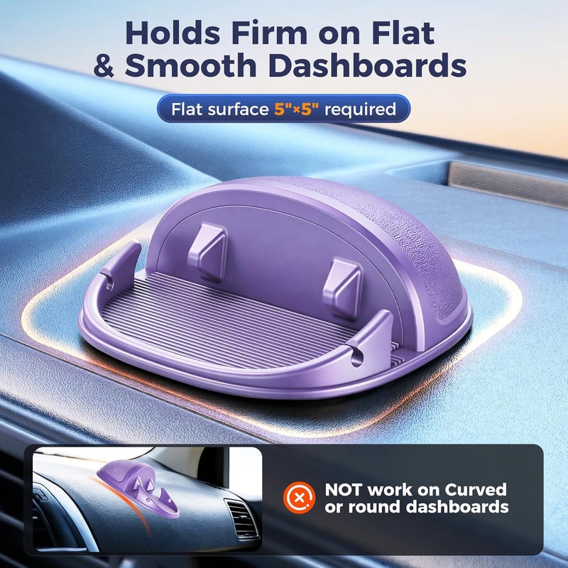 Loncaster Phone Holder, Mount Silicone Pad Mat for Various Dashboards, Slip Free Desk Stand Compatible with iPhone, Samsung, Android Smartphones, GPS Devices and More (Purple) - Image 5